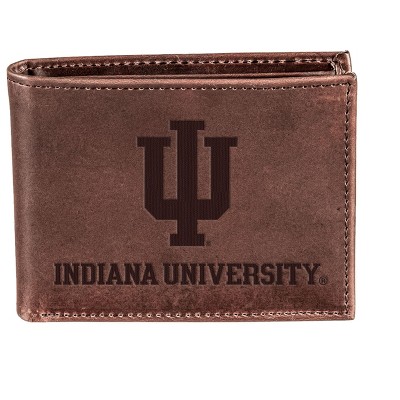 Evergreen NCAA Indiana Screaming Eagles Brown Leather Bifold Wallet Officially Licensed with Gift Box