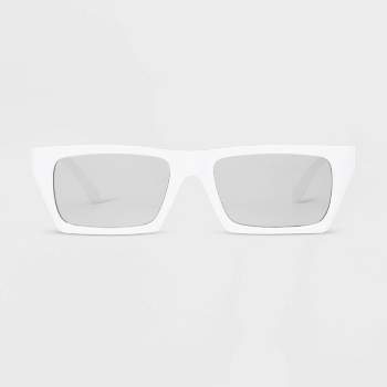 Men's Shiny Plastic Rectangle Sunglasses - Original Use™ White