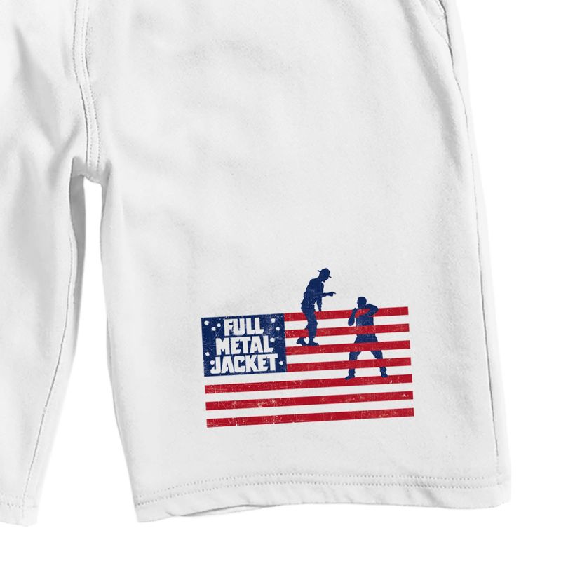Full Metal Jacket Soldier Silhouettes In American Flag Men's White Sleep Pajama Shorts, 2 of 4