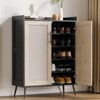 Rattan Shoe Cabinet, 5-Tier Shoe Storage Organizer Cabinet with Adjustable Shelf for Entryway, Freestanding Shoe Rack - 2 of 4