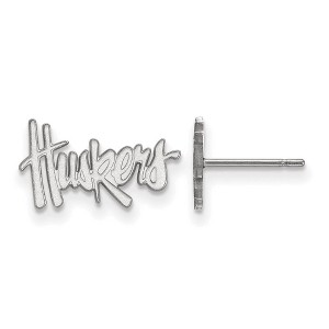 Black Bow Jewelry 14k White Gold Nebraska Cornhuskers NCAA Post Earrings - 1 of 3