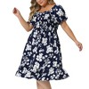 Agnes Orinda Women's Plus Size Smock Ruffle Short Sleeve Floral Flared Flowy Dresses - 2 of 4