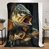 Largemouth Bass Fish Design Flannel Fleece Throw Blanket, All Season Soft Polyester Couch and Car Nap Accessory, Christmas Gift. - 2 of 4