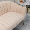 SEYNAR Modern Glam Comfy 50" Metal Legs Curved Sofa 2 Seaters Loveseat with Tufted Back - 4 of 4