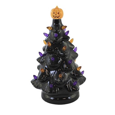 Halloween 9.0" Led Vintage Black Tree Halloween Pumpkin Pine  -  Decorative Figurines