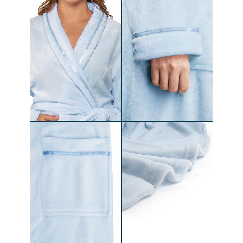 PAVILIA Fleece Robe For Women, Plush Warm Bathrobe, Fluffy Soft Spa Long Lightweight Fuzzy Cozy, Satin Trim, 4 of 8
