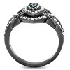 Slickblue Women's Anniversary Ring, Light Black, Blue Pear Shape Center, Clear Stone Border, IP Gun Finish, Sizes-5–10 - 3 of 4