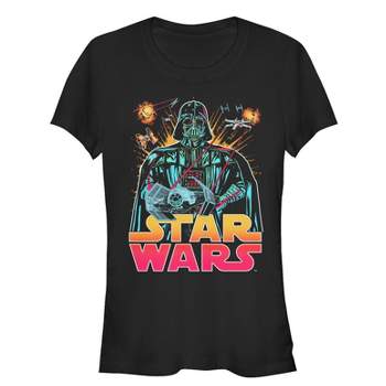 Juniors Womens Star Wars Darth Vader Ombre Logo T-Shirt