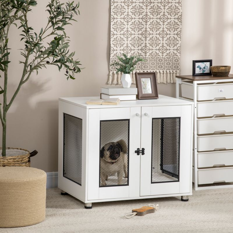 PawHut Dog Crate Furniture with Water-resistant Cushion, Dog Crate End Table with Double Doors, Indoor Pet Crate for Small Medium Dogs, 4 of 8