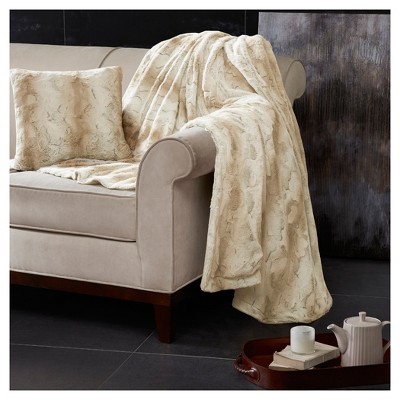 Sand Faux Fur 20" x 20" Square Throw Pillow