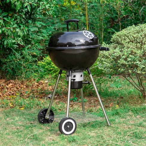 Outdoor BBQ Grill Charcoal Barbecue Pit Patio Backyard Meat Cooker Smoker  in Black