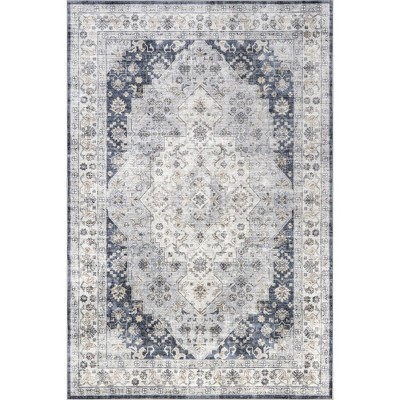 Nuloom Casey Persian Spill Proof Treated Pet Friendly Premium Machine Washable Area Rug, 4' x 6', Blue Grey