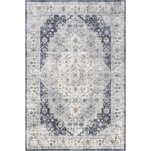 Nuloom Casey Persian Spill Proof Treated Pet Friendly Premium Machine Washable Area Rug, 4' x 6', Blue Grey - 1 of 4