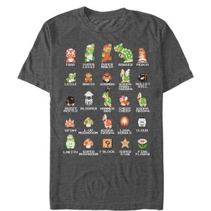 Men's Nintendo Super Mario Bros Character Guide T-Shirt - 1 of 4