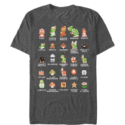 Nintendo Super Mario Bros Character Guide T-shirt - - X Large : Target