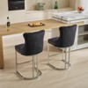 INFURNIC Counter and Bar Stools Velvet Upholstered Barstools with Button Back for Modern Kitchen, Black, 21.26"*18.11"*38.2" - 3 of 4