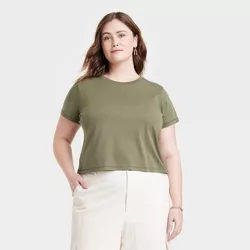 Women's Shrunken Short Sleeve T-Shirt - Universal Thread™ Olive Green 4X