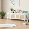 MAYEERTY 58*20" Double Hidden Cat Cabinet with Rattan Doors & Dual Entrances - Two Cats, White - 3 of 4