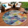 Beige Navy Blue And Orange Geometric Washable Indoor Outdoor Area Rug - 2 of 4