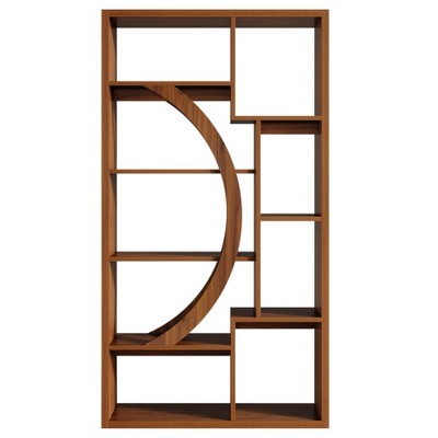 Resenkos Wood Bookshelf, 5-Tier Display Shelf, Storage Shelving Unit for Home Office, Brown