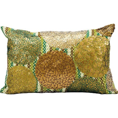 Kathy Ireland Copper Circles Green Copper Throw Pillow - 12" x 20"