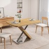 JUJABU Dining Table, for 4-6 People, with Crossed Metal Base and Stainless Steel Tubes, Extendable desktop - 3 of 4