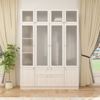 FUFU&GAGA Modern Simple Wardrobe Frosted Glass Door Combination Clothes Storage Cabinet Armoire