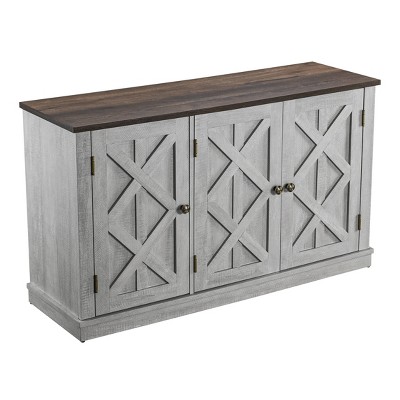 48 in. Rustic Off-White Wood TV Stand with Cabinet