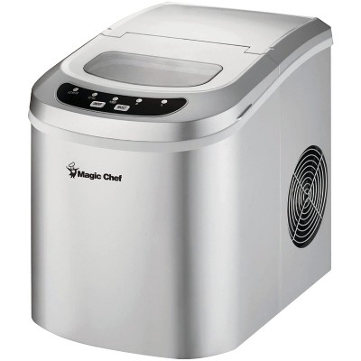 Magic Chef MCIM22SV Portable Home Countertop Ice Maker with Settings Display, 27 Pounds Per Day, Silver