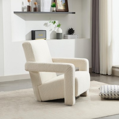 Hyleory 29.1'' Modern Accent Chair, Upholstered Lamb Fleece Adirondack Armchair for Living Room Makeup Room Bedroom