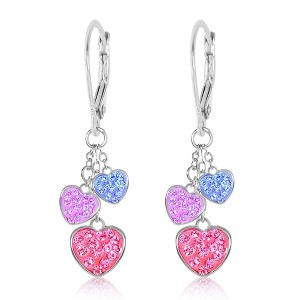Chanteur Hypoallergenic Kids Jewelry Accessories Heart Dangle CZ Earring White Gold Palladium Plating leverback is made from 925 Sterling silver - 1 of 1