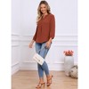 INSPIRE CHIC Women's Casual V Neck 3/4 Sleeve Pleated Trim Puff Cuffs Blouse - 4 of 4