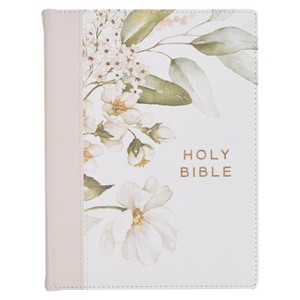 KJV Note-Taking Bible Faux Leather Hc Gray Floral Printed - (Leather Bound) - 1 of 1
