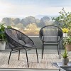 Modern Patio Polyethylene Rattan Trumpet Chair Set of 2,Outdoor Patio Club Chair with Iron Frame,Curved Back Armless Accent Chair-Coolbibila - 2 of 4