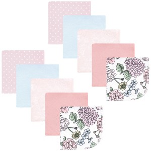 Hudson Baby Infant Girl Flannel Cotton Washcloths, Vintage Blossom 10 Pack, One Size - 1 of 4