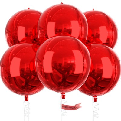 PartyWoo Foil Balloons Red Giant 4D 22 Inch 6 pcs