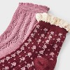 Women's Floral Lace and Pointelle 2pk Ankle Socks - Auden™ Berry/Pink 4-10 - 3 of 3