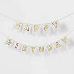 "Happy Birthday" Party Banner White/Gold - Spritz™