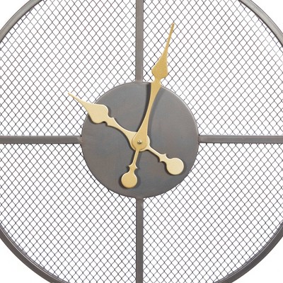 40" Brown and Black Metal and Wood Vintage Wall Clock