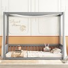 Streamdale Twin Size Canopy Frame Floor Bed with Fence, Guardrails,Grey - 2 of 4