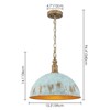 Rennnsan Cavindra 15"W 1-Light Dome Distressed Metal Vintage Dimmable Pendant in Green - 3 of 4