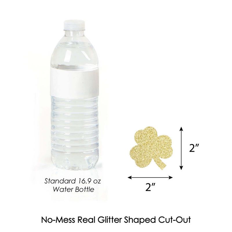 Big Dot of Happiness Gold Glitter Shamrocks - No-Mess Real Gold Glitter Cut-Outs - St. Patrick's Day Party Confetti - Set of 24, 3 of 7
