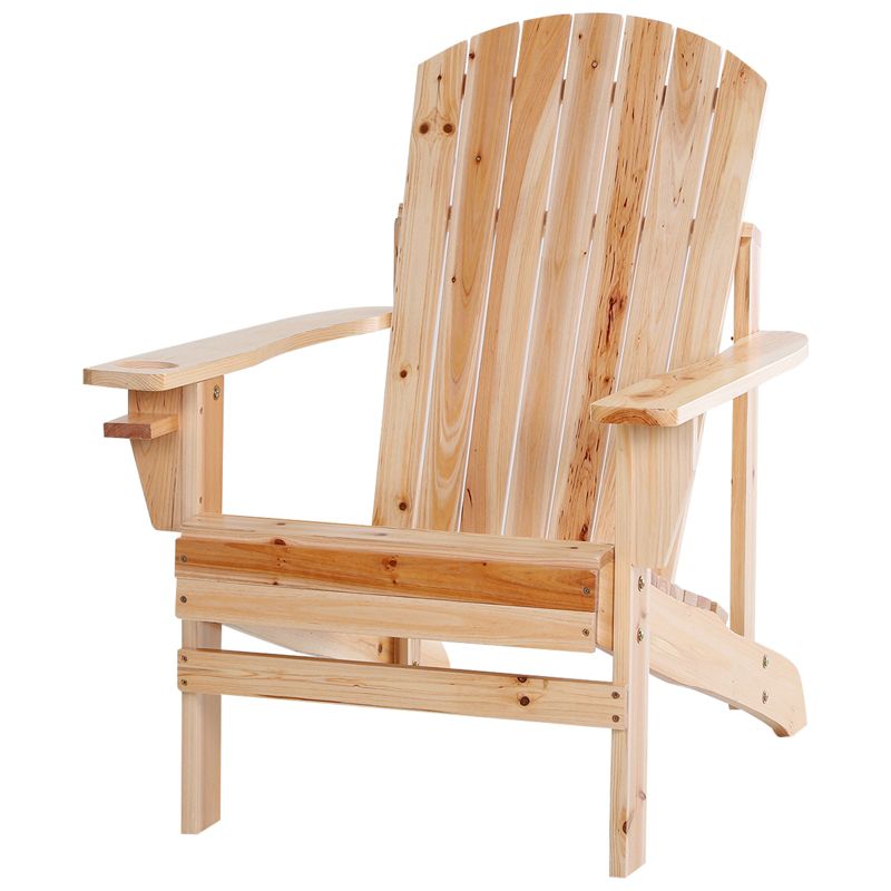 Outsunny Wooden Adirondack Chair Outdoor Classic Lounge Chair with Ergonomic Design & a Built-In Cup Holder for Patio Deck Backyard Fire Pit, 5 of 10