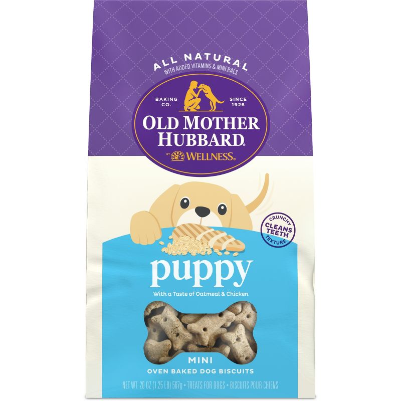 Old Mother Hubbard by Wellness Chicken Classic Crunchy Puppy Biscuits with Chicken, Apple and Carrot Flavor Mini Oven Baked Dog Treats - 20oz, 1 of 7