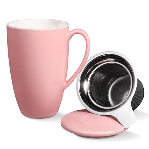 GustoWave 16 Oz Porcelain Tea Mug with Infuser and Lid – Microwave Safe, Ergonomic Handle, Lead-Free Glaze, for Loose Leaf Tea - 1 of 4