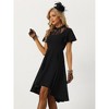 Allegra K Women's Lace Mesh Short Sleeve Ruffle Neck High Low Gothic Dress - 4 of 4
