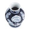 Sagebrook Home Blue and White Ceramic Vase - Contemporary 9" Floral Chinoiserie Vase for Home or Office Decor - 4 of 4