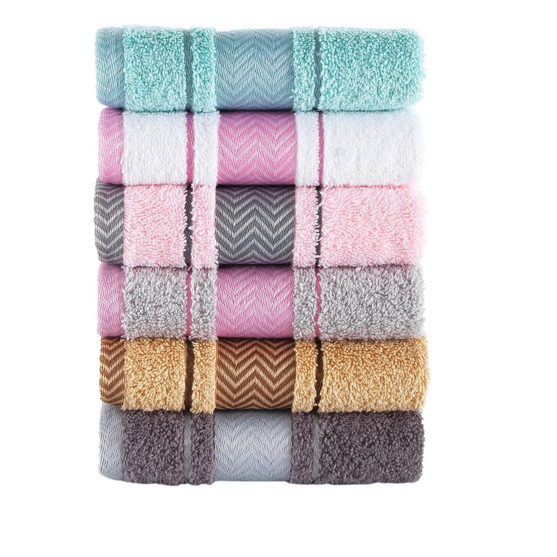 Kafthan Textile Multicolor Fishbone Cotton Washcloths (Set of 6), 1 of 5