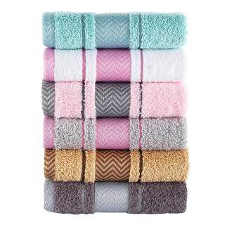 Kafthan Textile Multicolor Fishbone Cotton Washcloths (Set of 6)