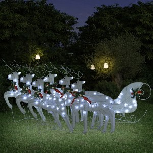 VidaXL Reindeer & Sleigh Christmas Decoration 140 LEDs Outdoor White - 1 of 4